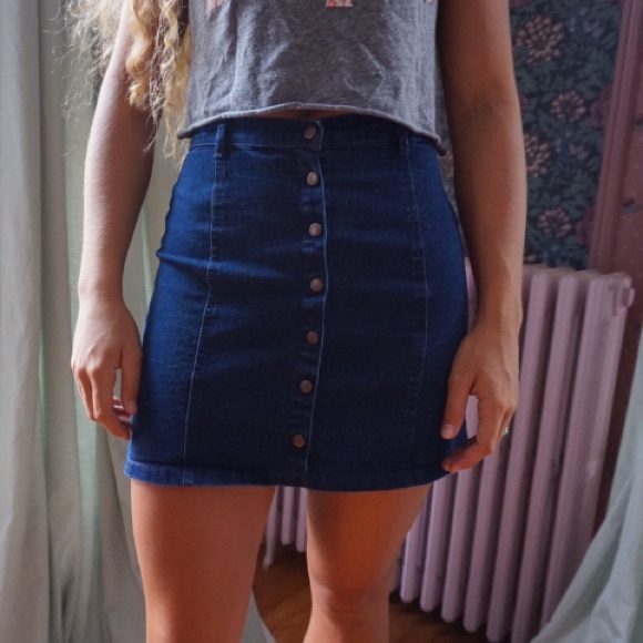 Snap Button Down Mini Skirt - Picture 1 of 3
